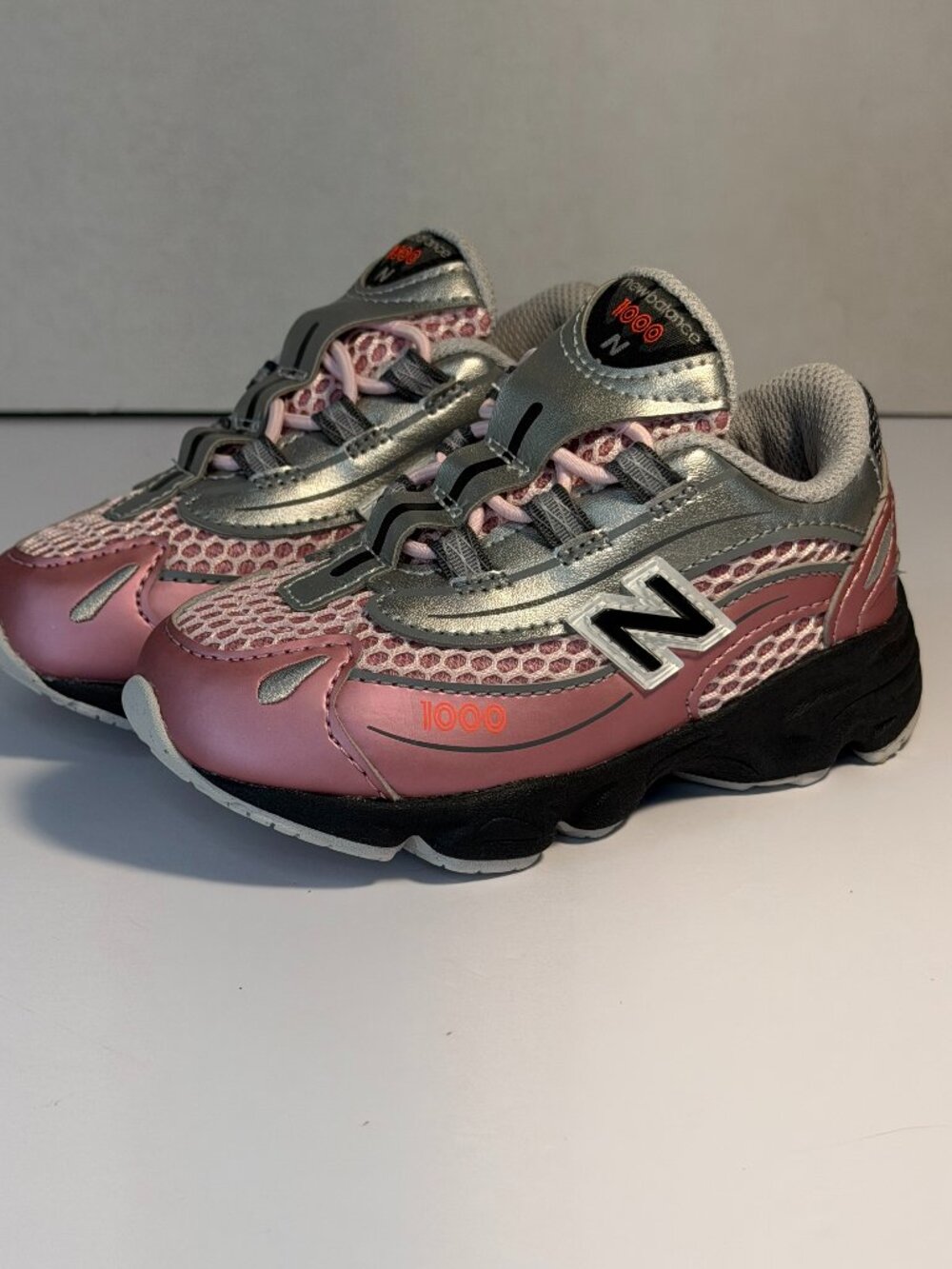 New Balance 1000 Bungee Lace Pink Silver Toddlers Kids Size 7 IV1000PU Shoes
